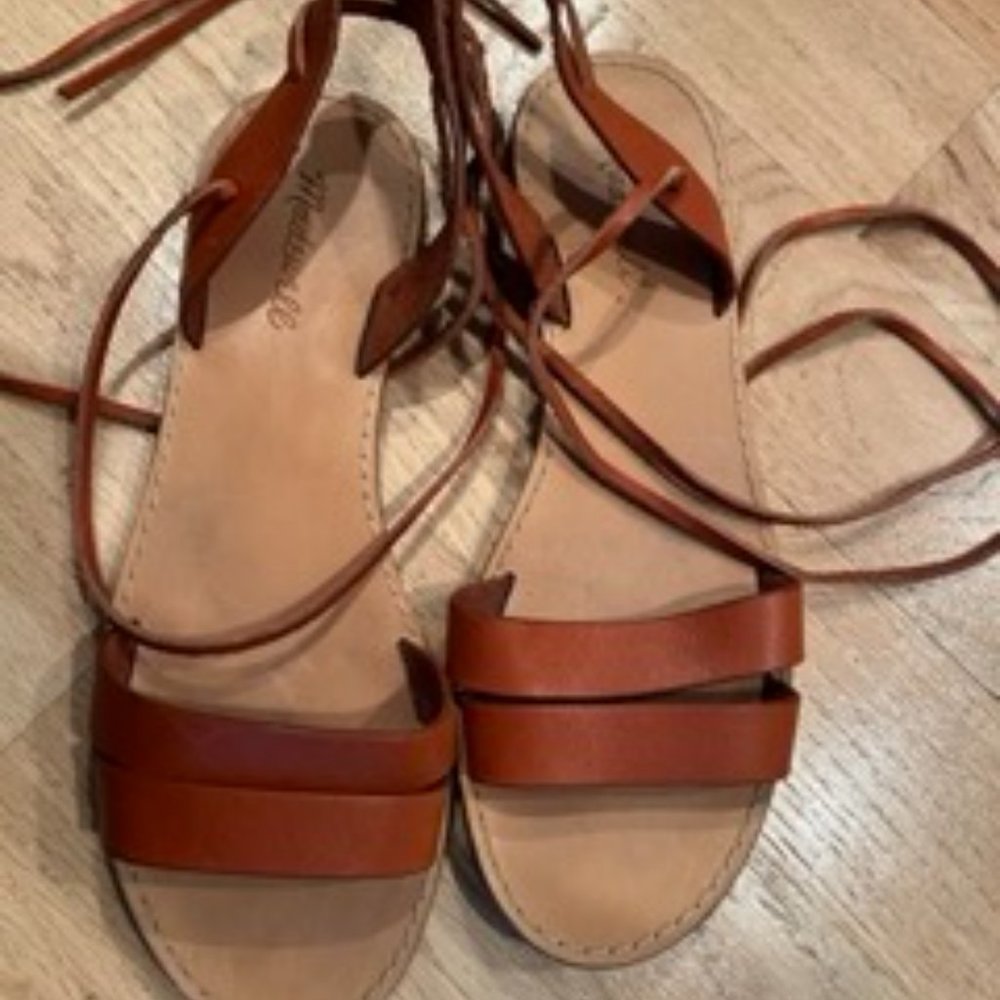 Madewell The Boardwalk Ankle-Tie Sandal Size 9.5 - Picture 3 of 5